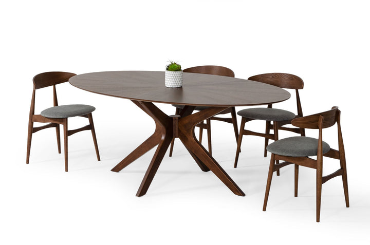 Modrest Prospect Modern Oval Walnut Dining Table - MONAVILLA