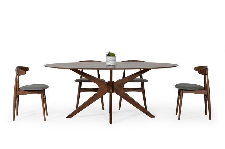 Modrest Prospect Modern Oval Walnut Dining Table - MONAVILLA