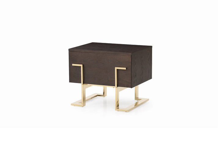 Modrest Moontide Modern Smoked Ash & Gold Nightstand - MONAVILLA