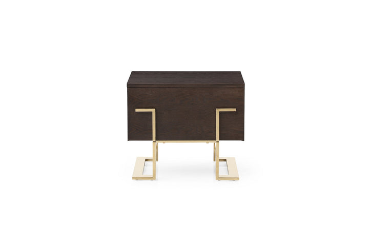 Modrest Moontide Modern Smoked Ash & Gold Nightstand - MONAVILLA