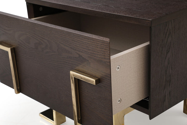 Modrest Moontide Modern Smoked Ash & Gold Nightstand - MONAVILLA