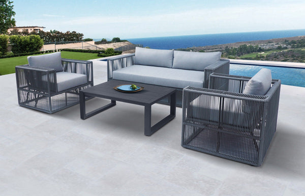 Divani Casa Whimsy Modern Outdoor Light Grey & Dark Grey Sofa Set - MONAVILLA