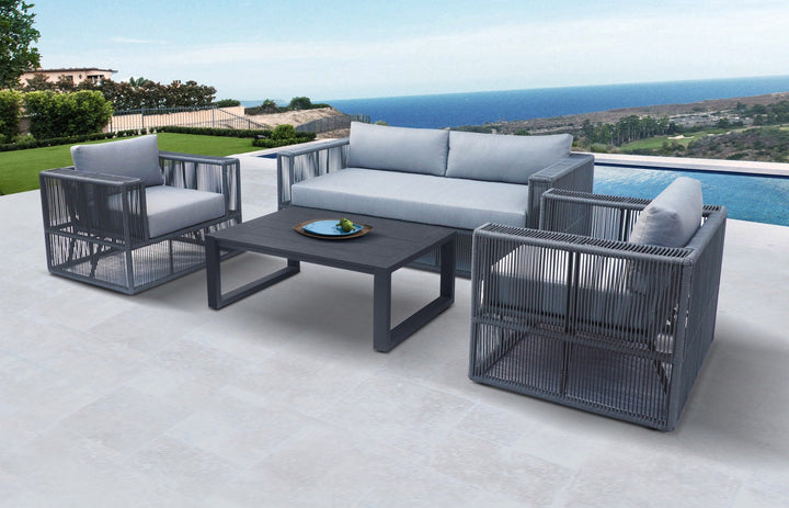 Divani Casa Whimsy Modern Outdoor Light Grey & Dark Grey Sofa Set - MONAVILLA