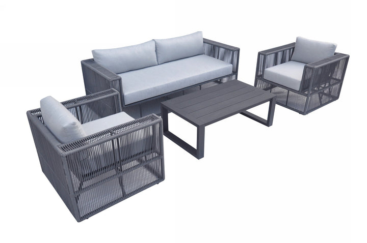 Divani Casa Whimsy Modern Outdoor Light Grey & Dark Grey Sofa Set - MONAVILLA