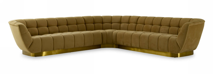 Divani Casa Granby Glam Mustard and Gold Fabric Sectional Sofa - MONAVILLA