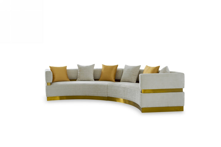 Divani Casa Kiva Glam Beige and Gold Fabric Sectional Sofa - MONAVILLA