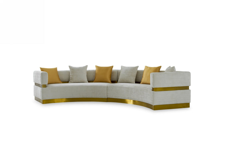 Divani Casa Kiva Glam Beige and Gold Fabric Sectional Sofa - MONAVILLA