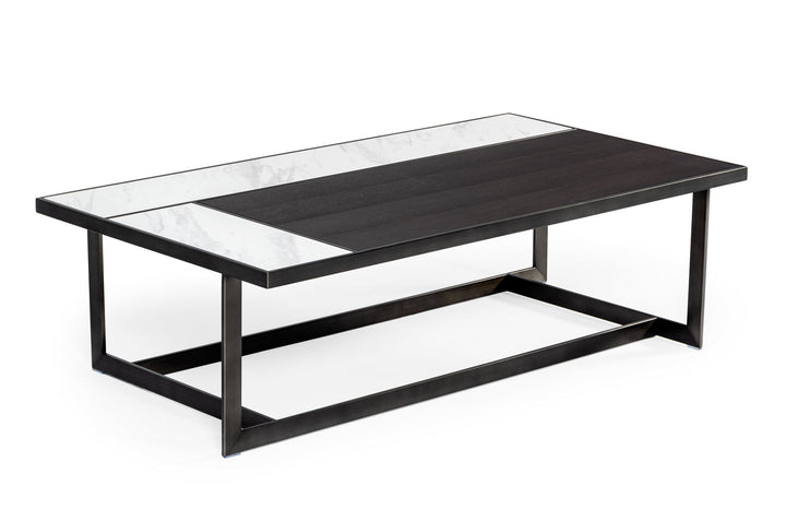 Modrest Fargo Modern Ceramic & Grey Walnut Coffee Table - MONAVILLA