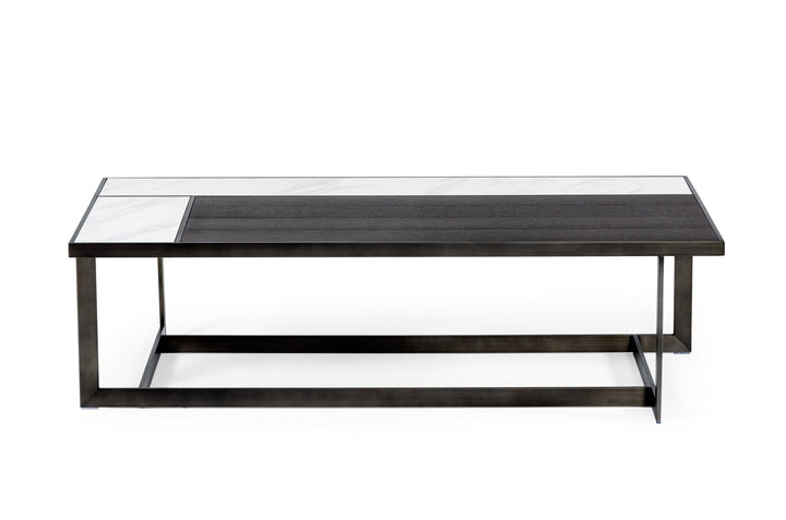 Modrest Fargo Modern Ceramic & Grey Walnut Coffee Table - MONAVILLA