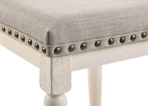 ACME Tasnim Tan Fabric & Antique White Finish Stool Model 77182 - MONAVILLA