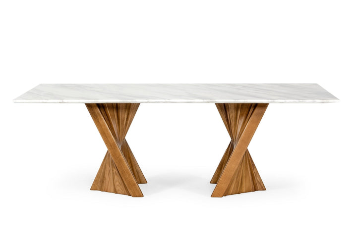 Modrest Cadence Modern Walnut & Marble Dining Table - MONAVILLA