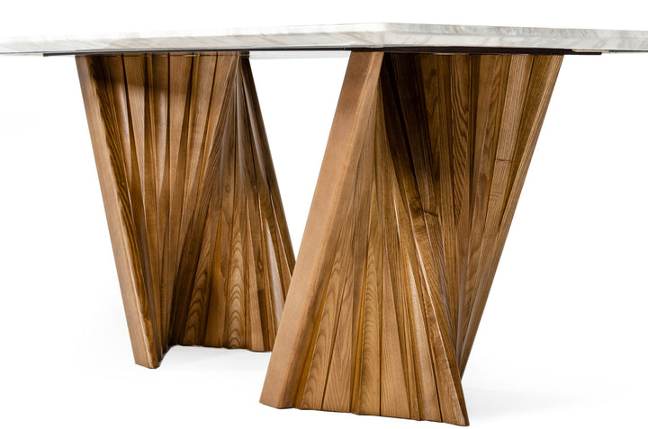 Modrest Cadence Modern Walnut & Marble Dining Table - MONAVILLA