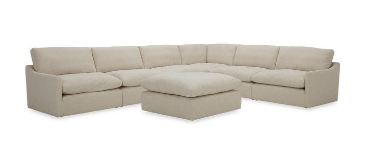 Divani Casa Fedora Modern White Fabric Sectional Sofa & Ottoman - MONAVILLA