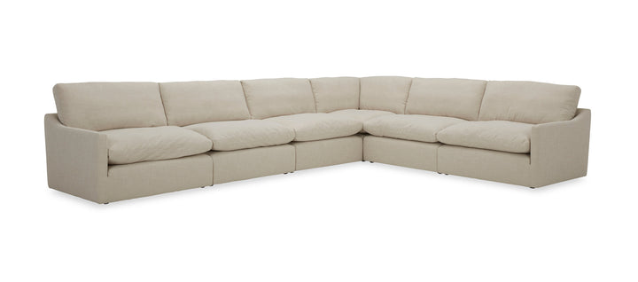 Divani Casa Fedora Modern White Fabric Sectional Sofa & Ottoman - MONAVILLA