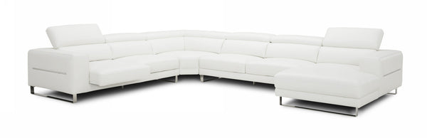 Divani Casa Hawkey Contemporary White Full Leather U Shaped Sectional Sofa - MONAVILLA