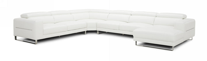 Divani Casa Hawkey Contemporary White Full Leather U Shaped Sectional Sofa - MONAVILLA