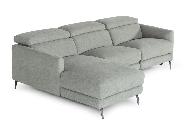 Divani Casa Lupita Modern Grey Fabric Left Facing Sectional Sofa - MONAVILLA