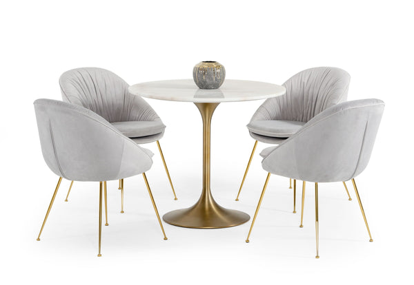 Modrest Collins Glam White Marble & Gold Dining Table - MONAVILLA