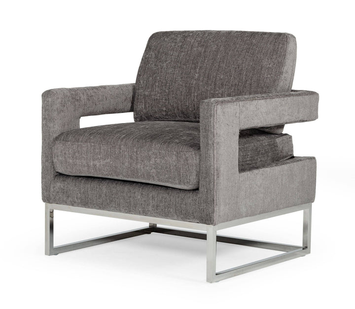 Modrest Edna Modern Dark Grey Fabric Accent Chair - MONAVILLA