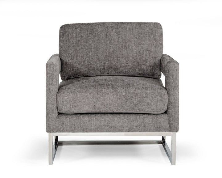 Modrest Edna Modern Dark Grey Fabric Accent Chair - MONAVILLA