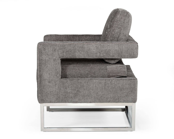 Modrest Edna Modern Dark Grey Fabric Accent Chair - MONAVILLA