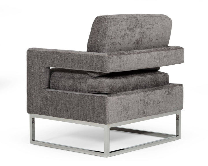 Modrest Edna Modern Dark Grey Fabric Accent Chair - MONAVILLA