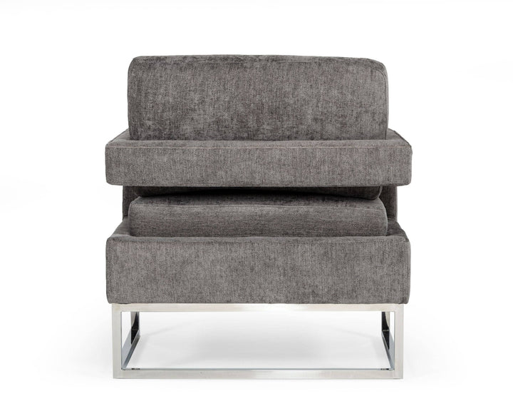 Modrest Edna Modern Dark Grey Fabric Accent Chair - MONAVILLA