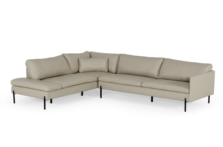 Divani Casa Sherry Modern Grey Leather Left Facing Sectional Sofa - MONAVILLA