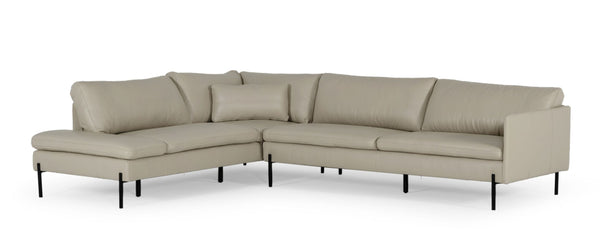 Divani Casa Sherry Modern Grey Leather Left Facing Sectional Sofa - MONAVILLA