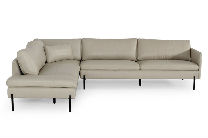 Divani Casa Sherry Modern Grey Leather Left Facing Sectional Sofa - MONAVILLA