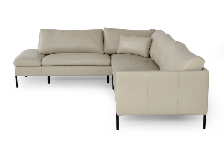 Divani Casa Sherry Modern Grey Leather Left Facing Sectional Sofa - MONAVILLA