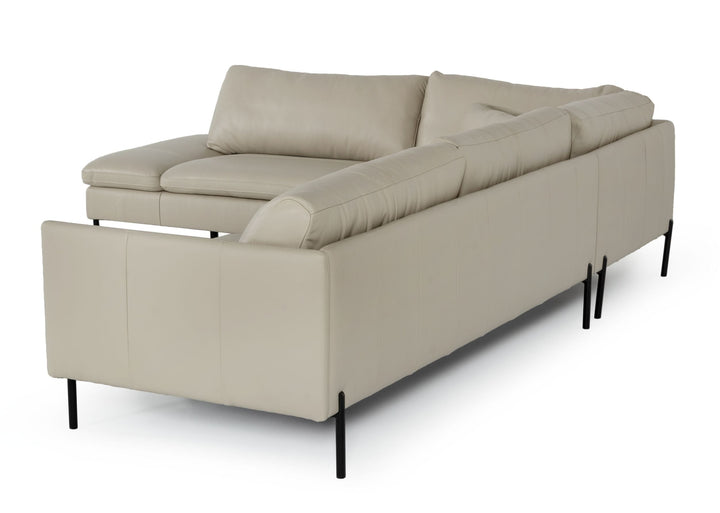 Divani Casa Sherry Modern Grey Leather Left Facing Sectional Sofa - MONAVILLA