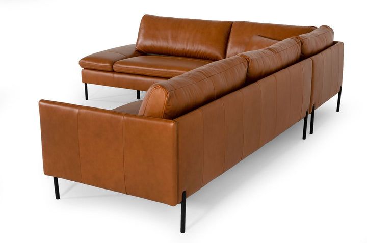 Divani Casa Sherry Modern Cognac Leather Left Facing Sectional Sofa - MONAVILLA