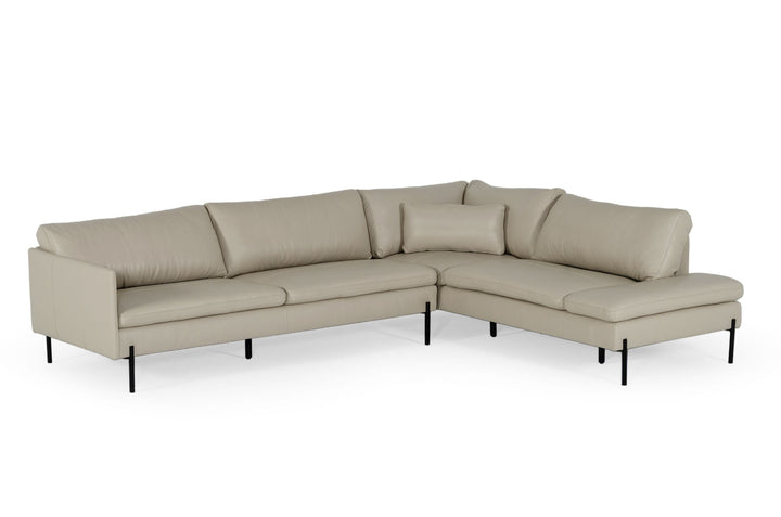 Divani Casa Sherry Modern Grey Leather Right Facing Sectional Sofa - MONAVILLA