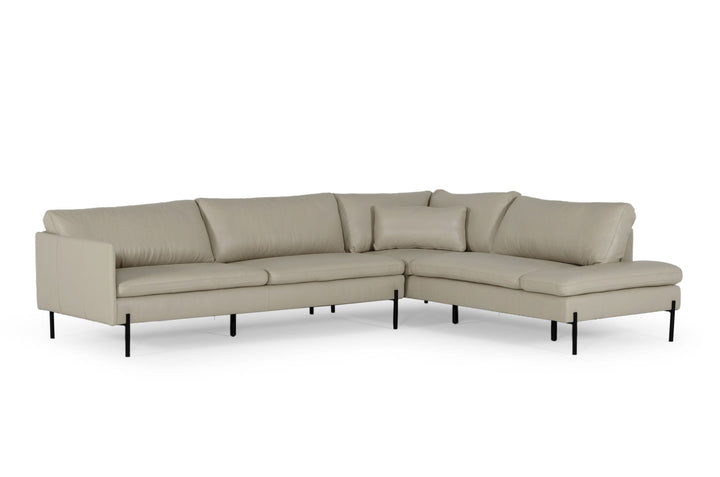 Divani Casa Sherry Modern Grey Leather Right Facing Sectional Sofa - MONAVILLA