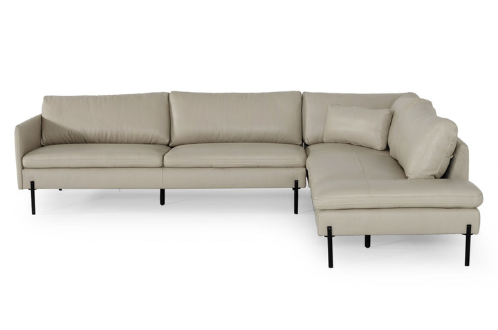 Divani Casa Sherry Modern Grey Leather Right Facing Sectional Sofa - MONAVILLA