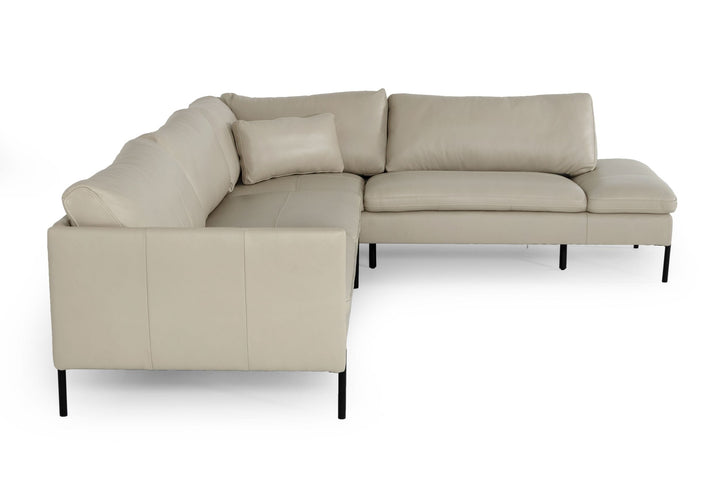 Divani Casa Sherry Modern Grey Leather Right Facing Sectional Sofa - MONAVILLA