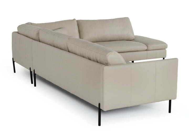 Divani Casa Sherry Modern Grey Leather Right Facing Sectional Sofa - MONAVILLA