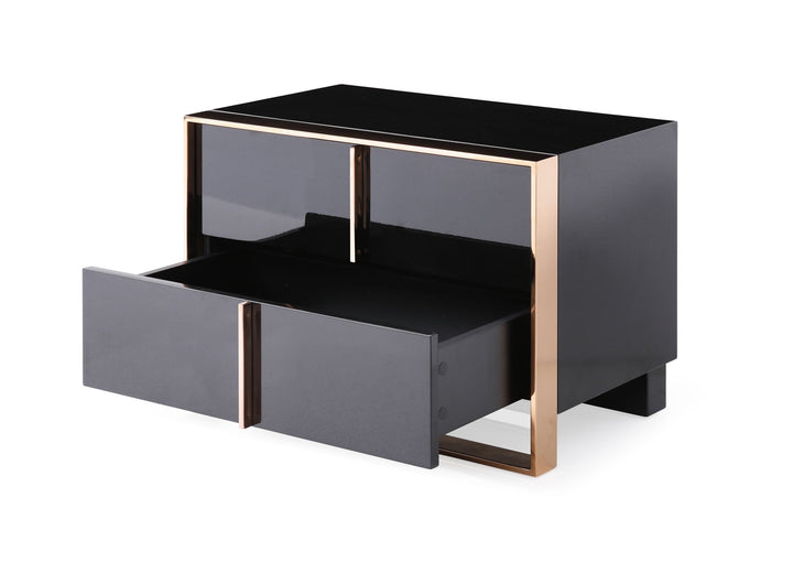 Nova Domus Cartier Modern Black & Rosegold Nightstand - MONAVILLA