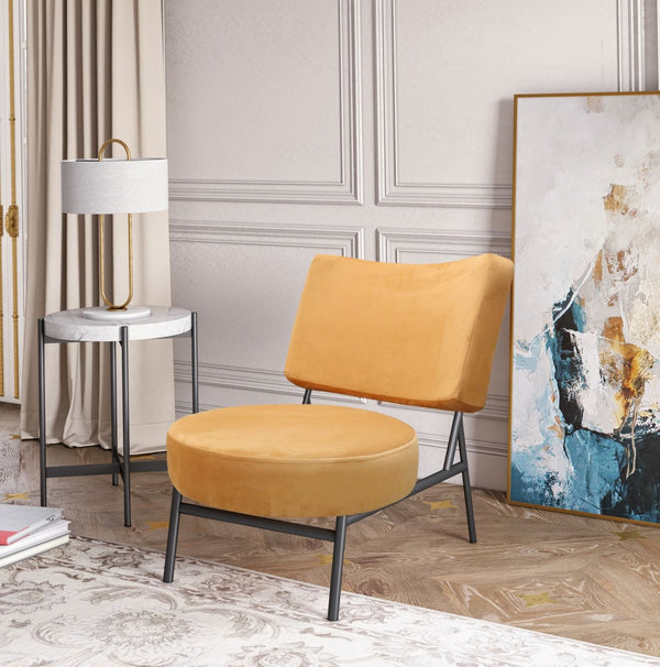 Modrest Sami Modern Orange Velvet Accent Chair - MONAVILLA