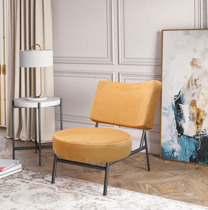 Modrest Sami Modern Orange Velvet Accent Chair - MONAVILLA