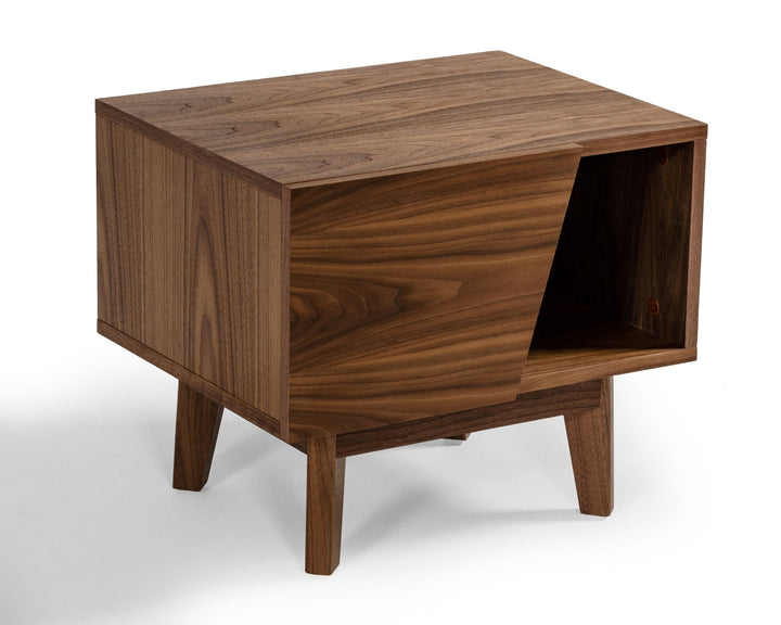 Modrest Abelard Mid century Walnut Nightstand - MONAVILLA