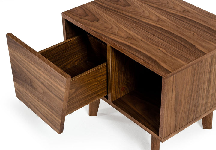 Modrest Abelard Mid century Walnut Nightstand - MONAVILLA