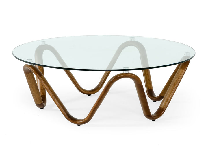 Modrest Lassen Modern Glass & Walnut Coffee Table - MONAVILLA