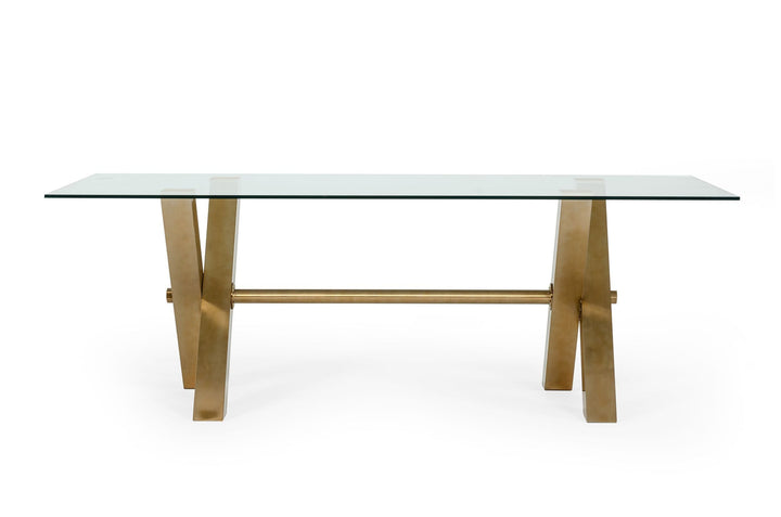 Modrest Dandy Modern Golden & 15mm Glass Dining Table - MONAVILLA