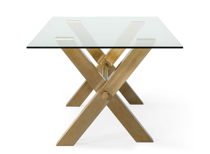 Modrest Dandy Modern Golden & 15mm Glass Dining Table - MONAVILLA