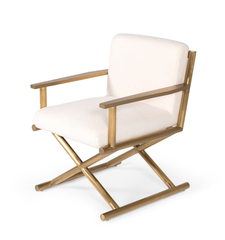 Modrest Haxtun Modern Cream Sherpa Accent Chair - MONAVILLA