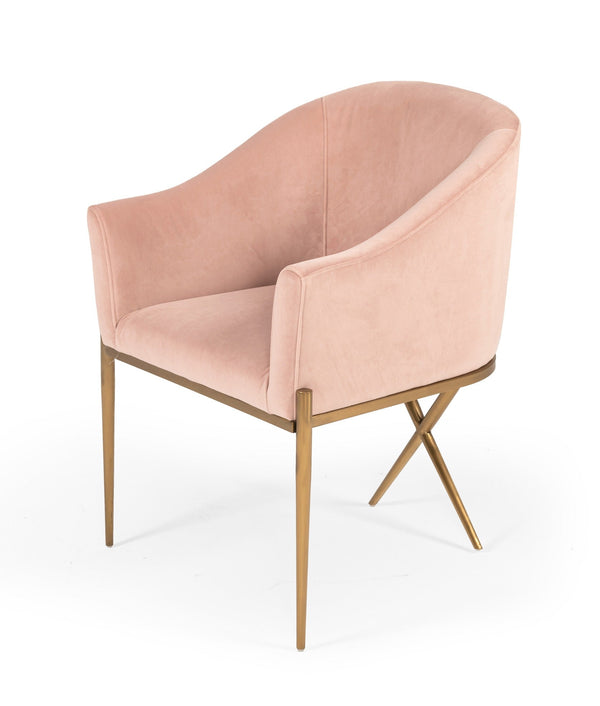 Modrest Mancos Modern Pink Velvet Accent Chair - MONAVILLA