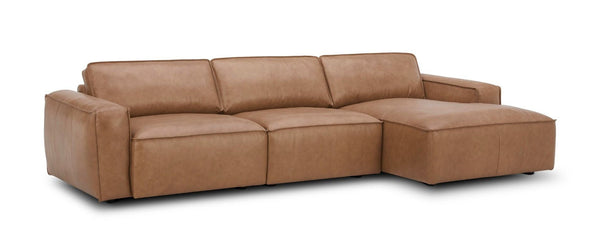 Modrest Cambria Modern RAF Cognac Leather Sectional Sofa - MONAVILLA