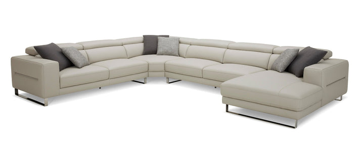 Divani Casa Hawkey Contemporary Light Grey Leather RAF Chaise Sectional Sofa - MONAVILLA